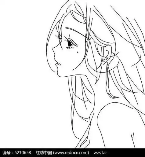 侧身站女孩简笔画