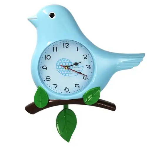 康巴丝小鸟时钟儿童房卧室幼儿园灵动卡通壁钟表呆萌挂钟