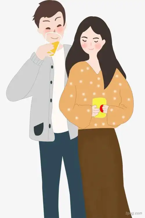 男女情侣卡通可爱矢量扁平风