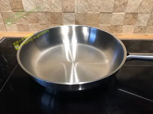 现货德国采购双立人base不锈钢煎锅炒锅平底28cm电磁炉无涂层无盖