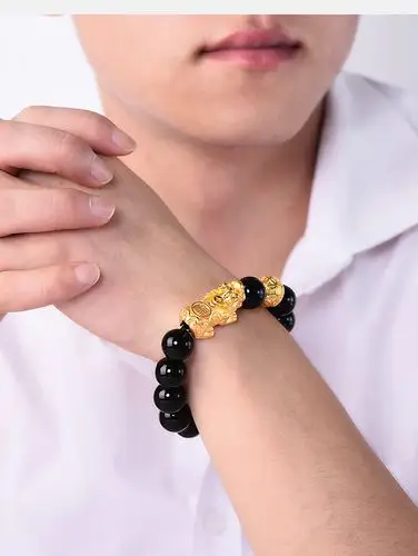 男士黄金手链配珠/定价 售后说明 instructions 首饰严重变形无法佩戴