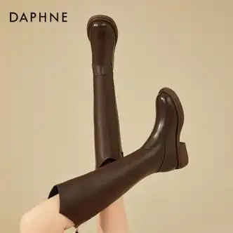 达芙妮长筒靴女冬季长靴加绒保暖棉靴英伦2024新款靴子冬骑士靴时装