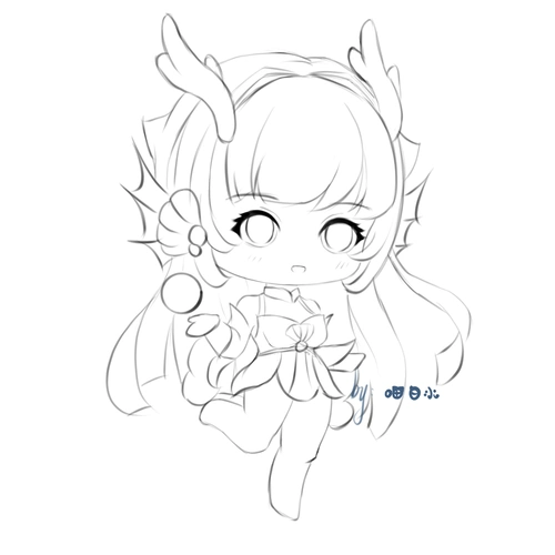 【同人绘画】游龙清影,q版小西施.