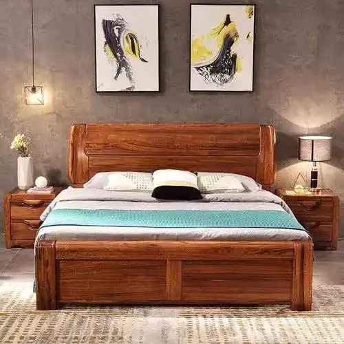 高端乌金木实木床现代中式全实木双人床主次卧高箱储物大床1.