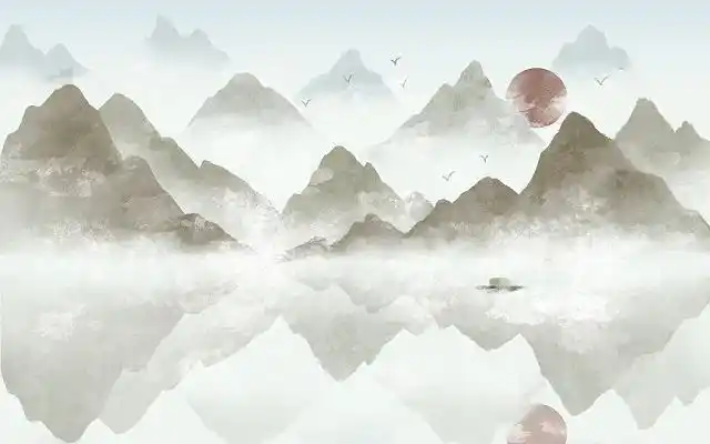 古风山水素材中国风水墨插画海报背景国潮山水中国风山水墨画二十四