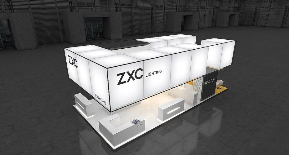 zxc展位简约风白色系设计3d效果图