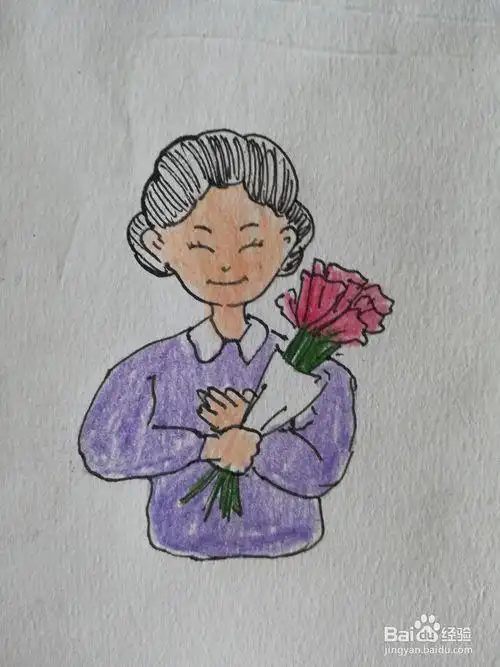 妈妈捧花简笔画