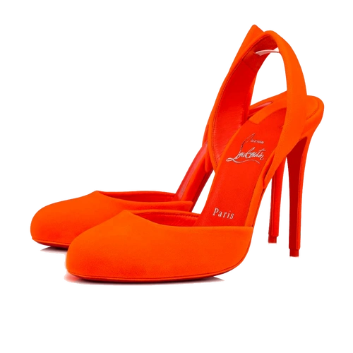 橙色绒面小牛皮betty sling高跟鞋:christian louboutin橙色 "苏格兰