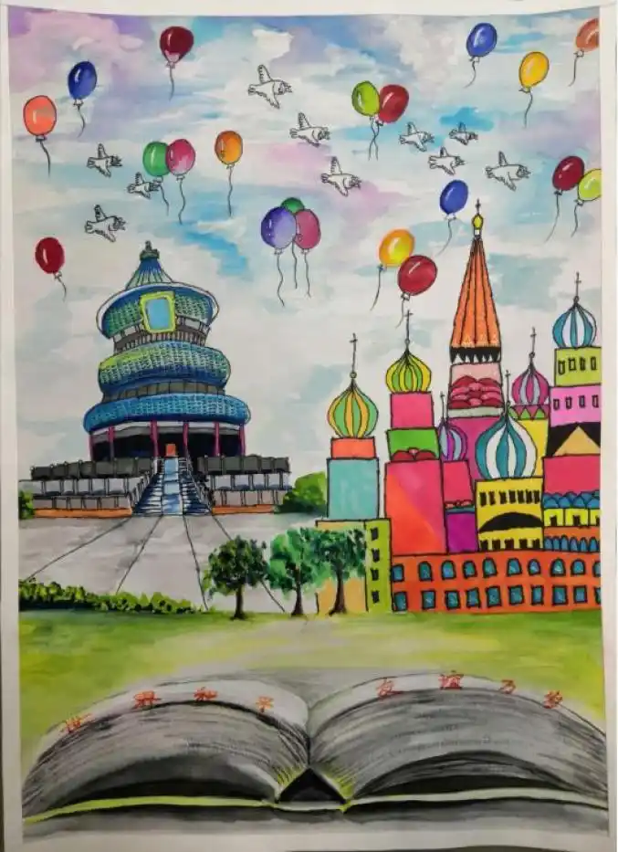 7幅画作在北京展出肇庆学生笔下的中俄友谊太有爱