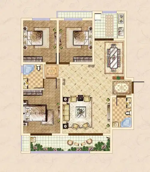 皓顺华悦城3室2厅2卫户型图 - 邢台乐居