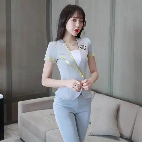 罗蒙romon2022新款足疗装女洗浴场店足浴技师工作服女套装按摩性感