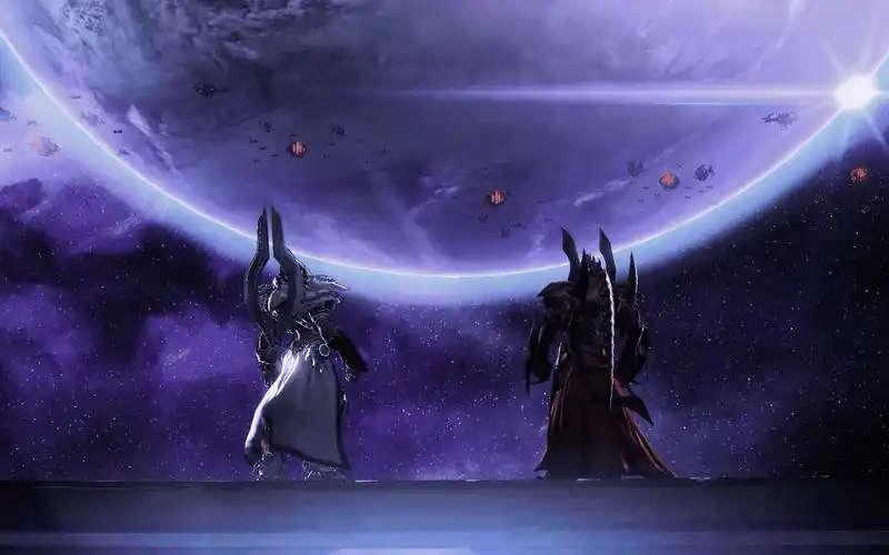 星际争霸2神族第十五期跃迁到了塔达林的死亡舰队上空