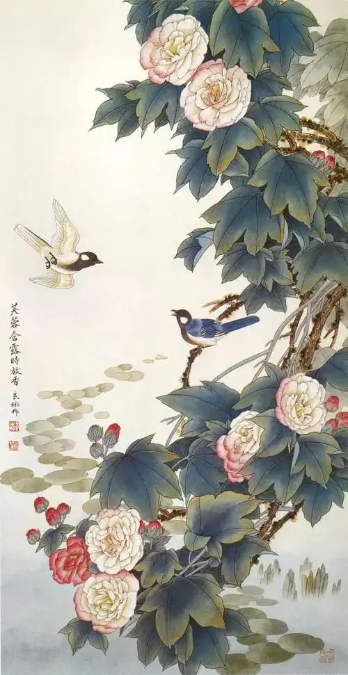 唯美工笔画花鸟,太精彩了!_国画教程_零二七艺考
