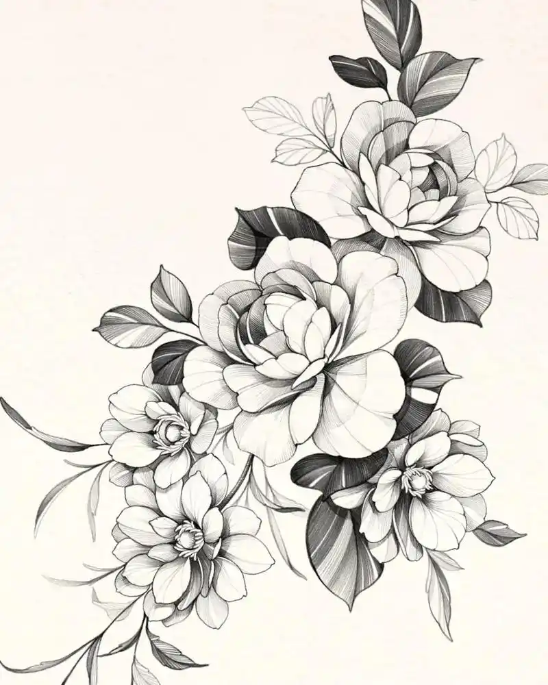 纹身手稿 #纹身素花 #纹身 #纹身图案手稿 #纹身女孩 - 兑趑