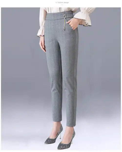 中年女裤宽松2019春秋新款九分裤松紧腰女士休闲裤高腰妈妈裤显瘦