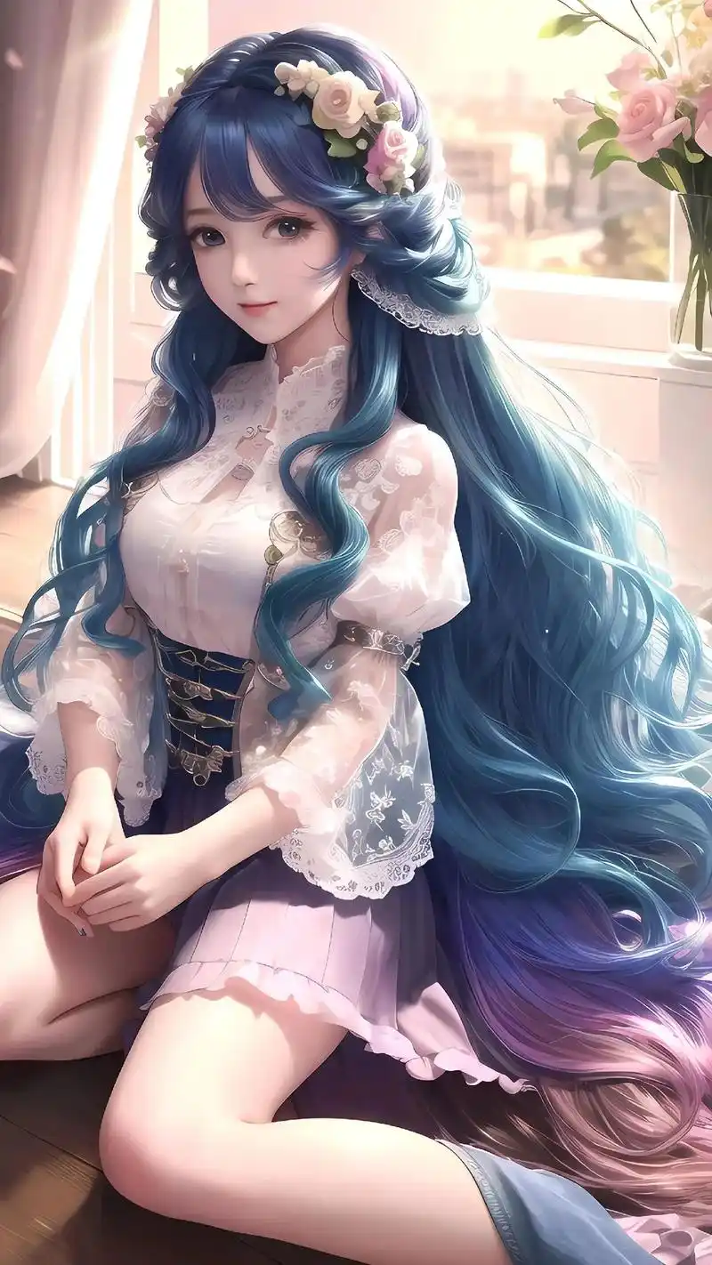 高清壁纸 #美少女 #彩虹长发#清纯甜美 - 抖音