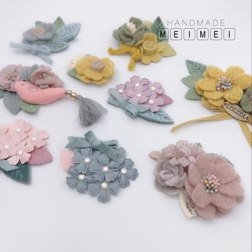 13韩系韩国绒线毛线呢料衣服头饰补丁时尚毛线钩编辅料花朵