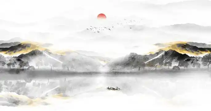 禅意山水画图片