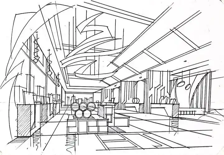 冬奥主题展厅效果图线稿