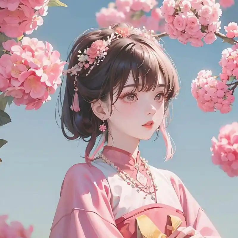 古风女生头像 海棠醉日 粉色系
