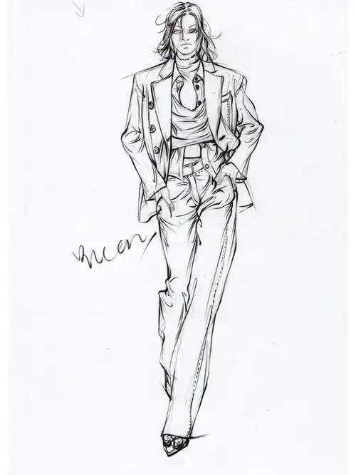 今日份示范多层次西装附线稿