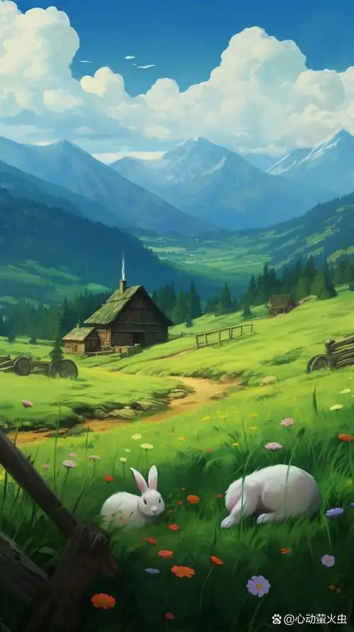 绿色仙境的小兔子