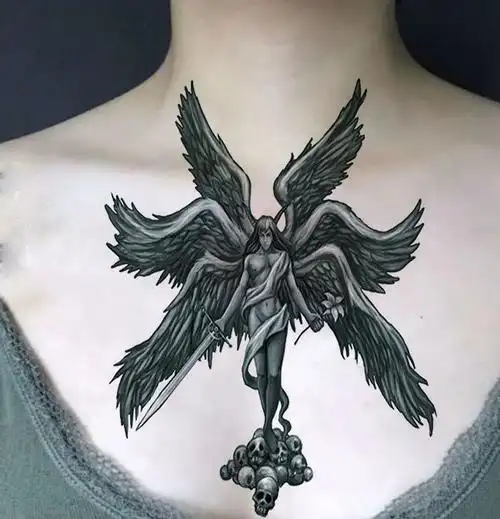 纹身贴六翼天使翅膀纹身贴恶魔天使花臂手臂腰部刺青蝎子男女防水六翼