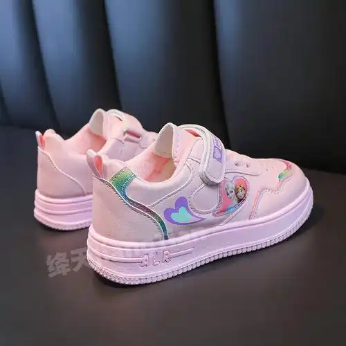 绛天女小学生新款儿童魔术贴小白鞋幼儿园女童可爱板鞋中大童小女孩