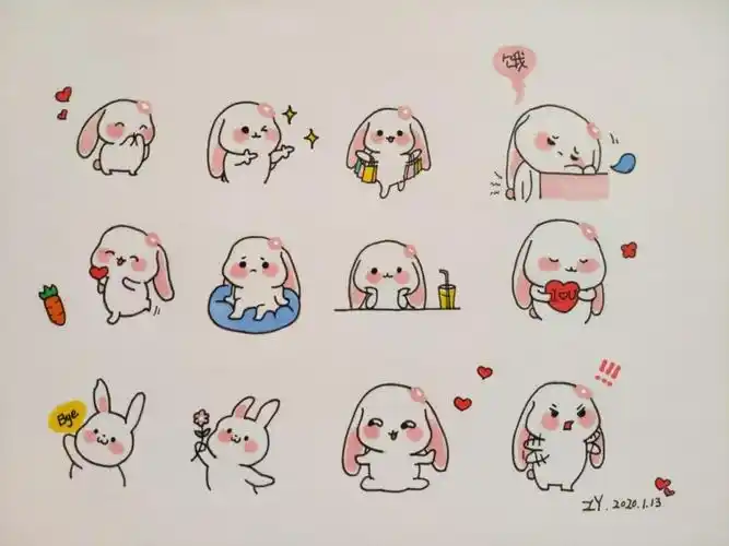 手帐兔子简笔画可爱