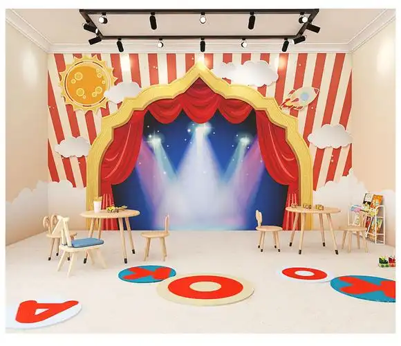 儿童舞台装饰墙布创意卡通幼儿园表演幕布口才班小主持背景墙壁纸 【8