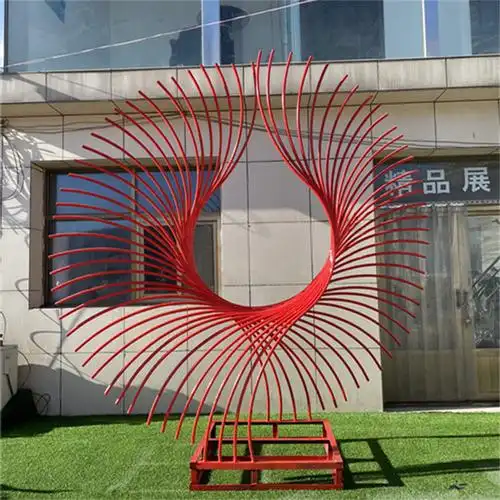 不锈钢凤尾雕塑定制抽象凤凰羽翼创意翅膀房地产水景摆件永景