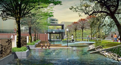 校园景观设计效果图 校园广场广场绿化校园文化园长凳