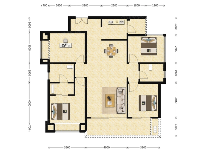 成都长虹天樾02四居室户型图大全-济南成都长虹天樾02四居室房型