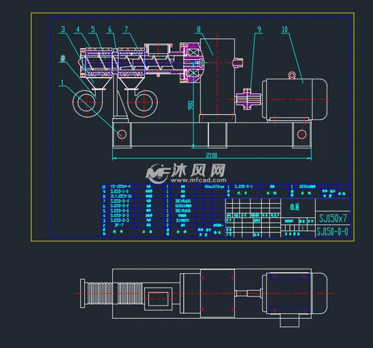 sj150单螺杆挤出机图纸