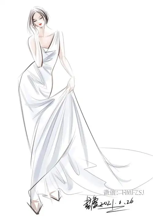 高定婚纱设计手稿|服装|正装/礼服|z80899919 - 原创作品 - 站酷