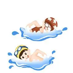 泳池游泳比赛手绘插画元素png