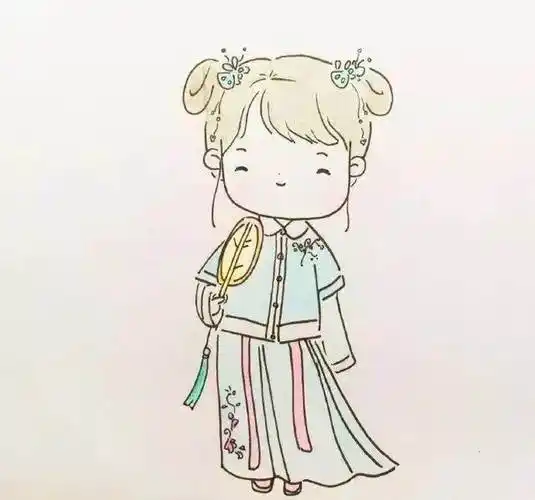 可爱的汉服简笔画女生 汉服简笔画女卡通