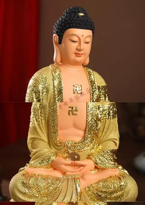 释迦摩尼佛佛像如来三宝佛三宝佛佛像本师 家用释迦牟尼沙金如来佛主