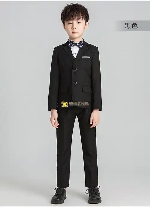 男童小主持人西装套装2-12岁儿童礼服秋冬新款男孩子钢琴表演纯色学生