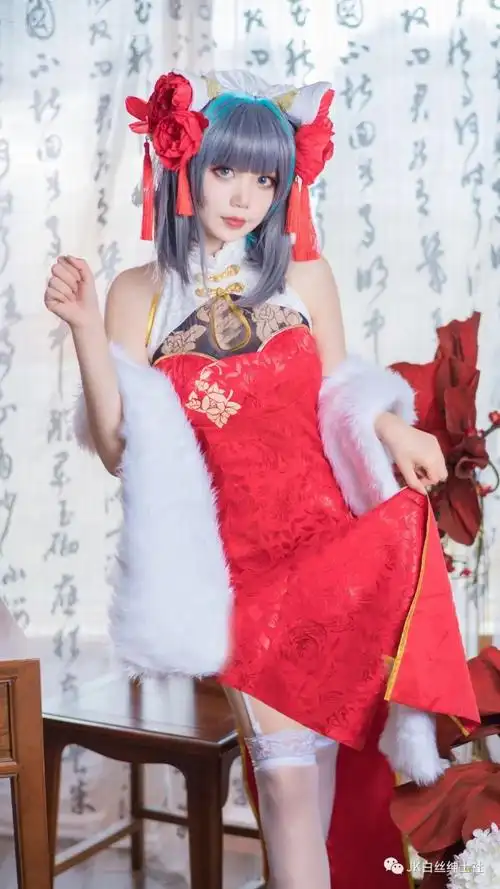 cos碧蓝航线旗袍柴郡cos正片安缇兔