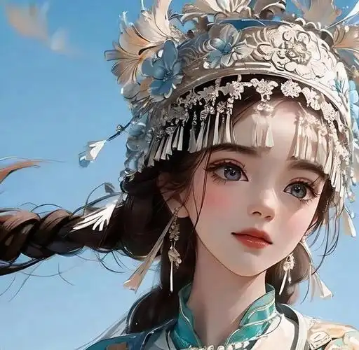 国风元素al绘画高清头像/壁纸|苗族少女系列