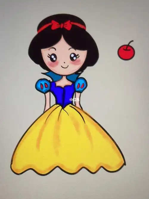 4 迪士尼公主简笔画 白雪公主白雪公主简笔画卡通彩色简笔画公主彩色6