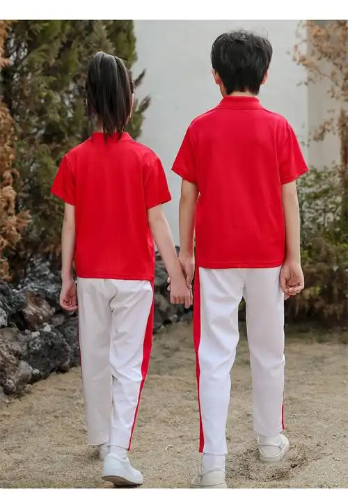校服套装中小学生班服红色运动会短袖合唱毕业照夏印字园服