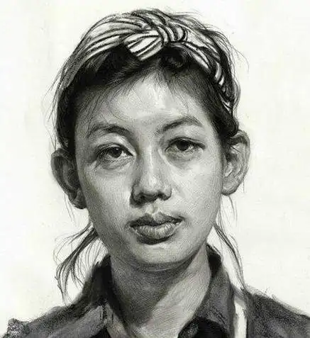 漂亮的女青年素描头像正面