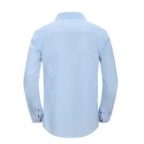 新款热卖外贸男装休闲长袖衬衫 纯棉拼色洗水标准欧码fm097