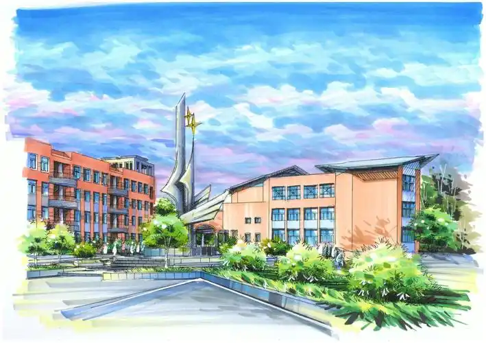 马克笔手绘校园系列四