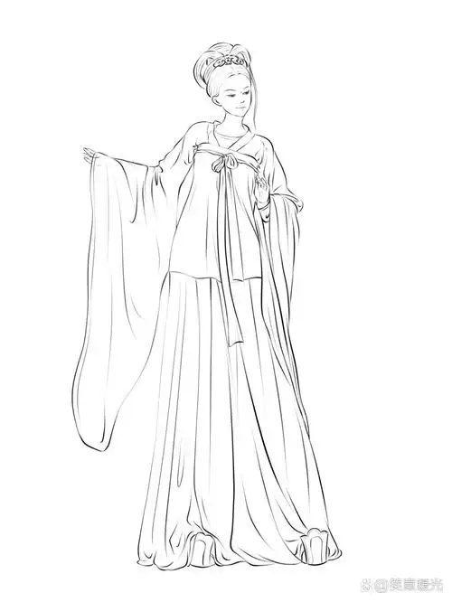 古风人物全身线稿练习—03