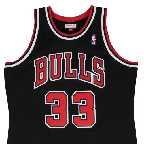 黑色客场芝加哥公牛队复古球衣斯科特皮蓬sw球迷版nba