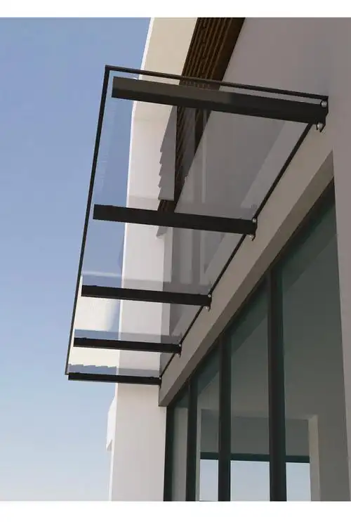 挡板 户外防雨pc耐力板挡雨棚屋檐入户门窗棚遮阳棚定制钢化玻璃雨棚