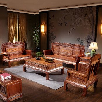 檀家匠 沙发实木新中式仿古明清古典冬夏两用雕花别墅客厅套房家具